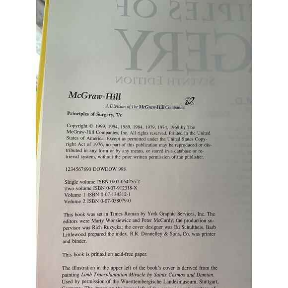 1999 Principles Of Surgery 7th Edition Hardback VG - Picture 5 of 8